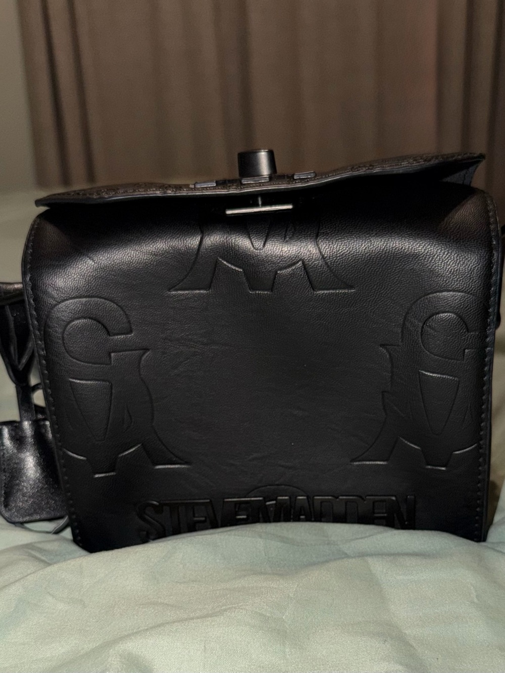 Steve Madden Black Embossed Leather Crossbody Purse